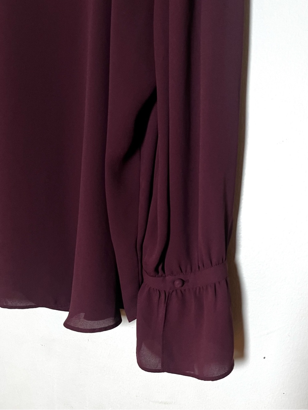 Ann Taylor Wine Tie-Neck Ruffle Blouse - Picture 4 of 7